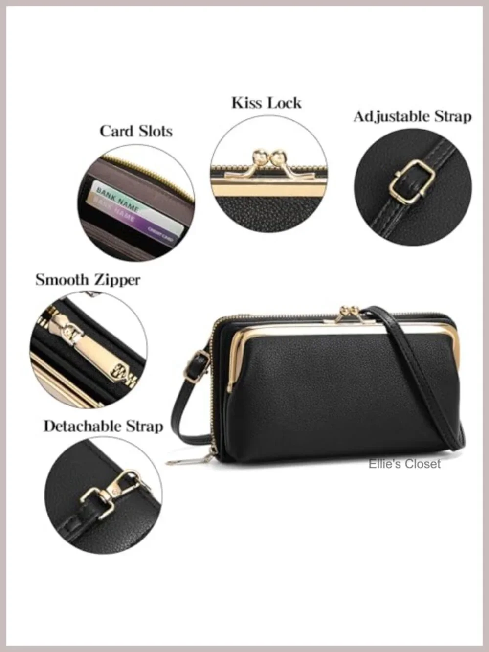 Small Crossbody Bag for Women with Card Slots, Vegan Leather Phone Purse